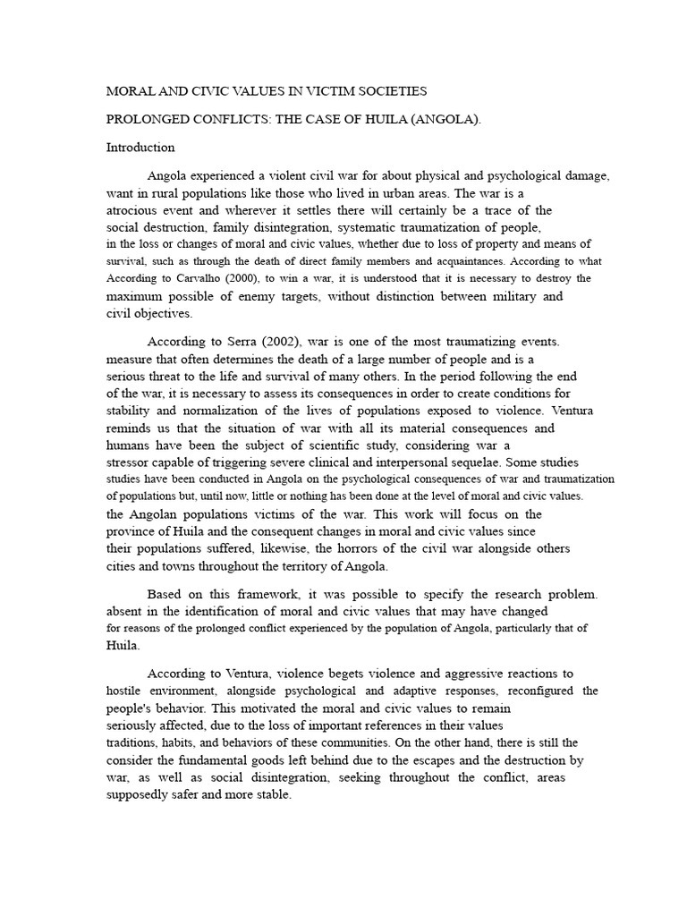 Loss of Moral Values in Angola | PDF | Value (Ethics) | Morality