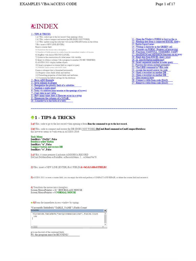 VBA Code Examples for MS Access | PDF | Microsoft Excel | Visual Basic ...