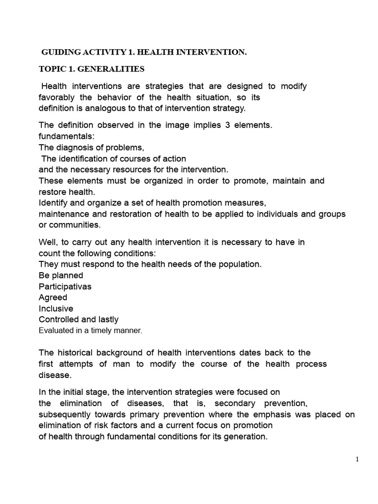 ACTIVITY 1 Health Intervention | PDF | Goal | System