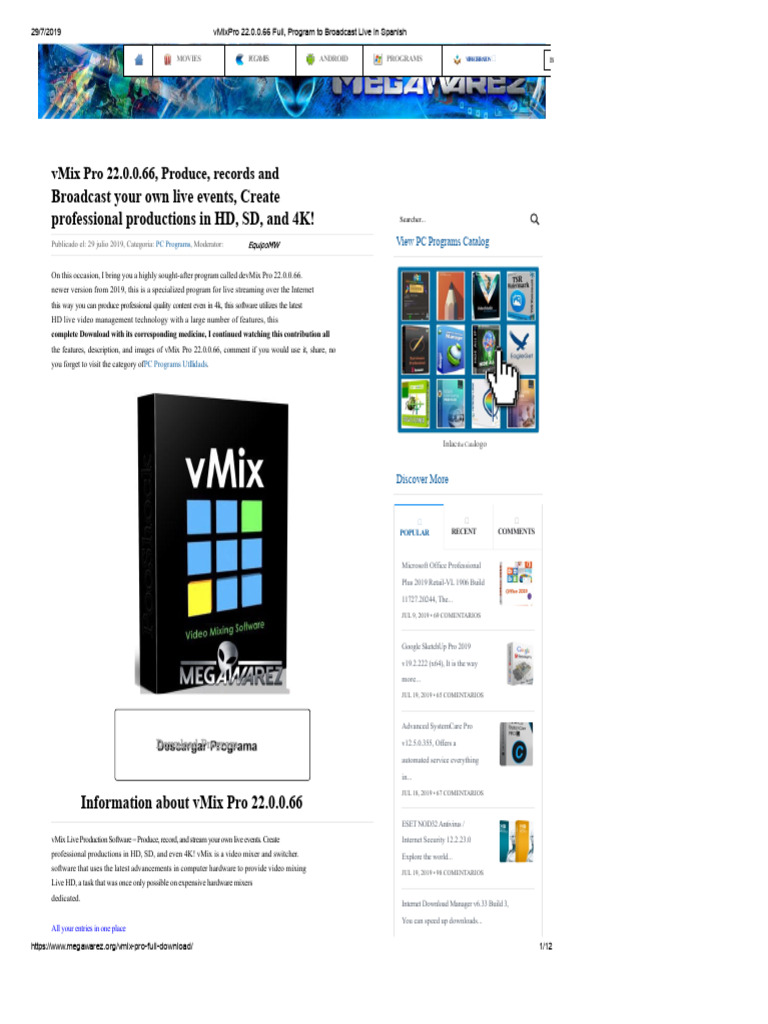 VMix Pro 22.0.0.66 Full, Program To Broadcast Live in Spanish | PDF ...