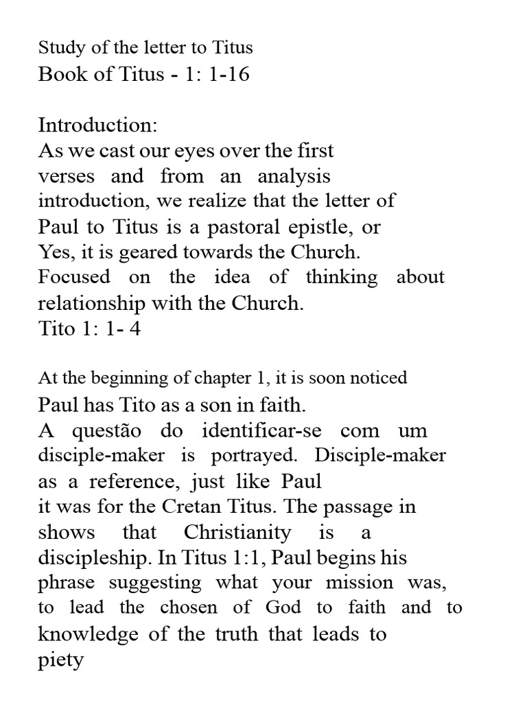Analysis of Paul's Letter to Titus | PDF | Paul The Apostle | Religious ...