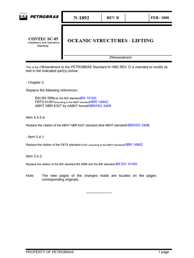 Petrobras N-1892 Rev D: Lifting Standards | PDF | Nondestructive ...