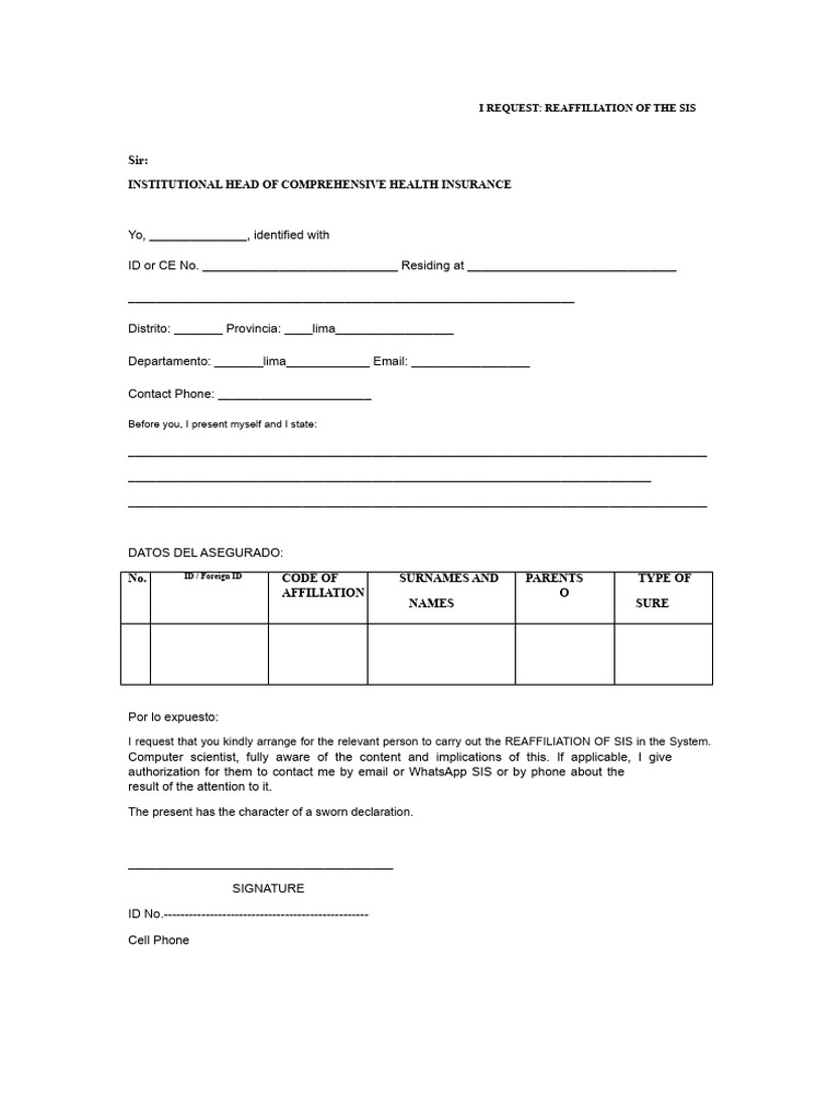 Sis Reaffiliation Format | PDF