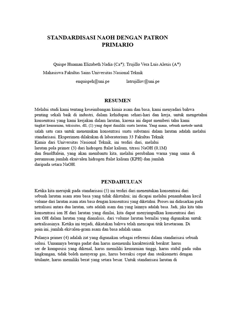 Standarisasi NaOH dengan KHP dan Fenolftalein | PDF