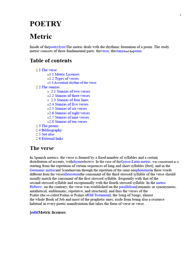 Understanding Metric Poetry Basics | PDF | Poetry | Metre (Poetry)