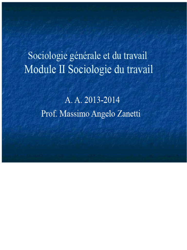 Sociologie du travail : enjeux et perspectives | PDF | Relations ...