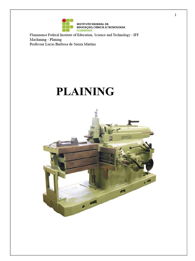 Planing Machine Operations Overview | PDF | Machining | Machines