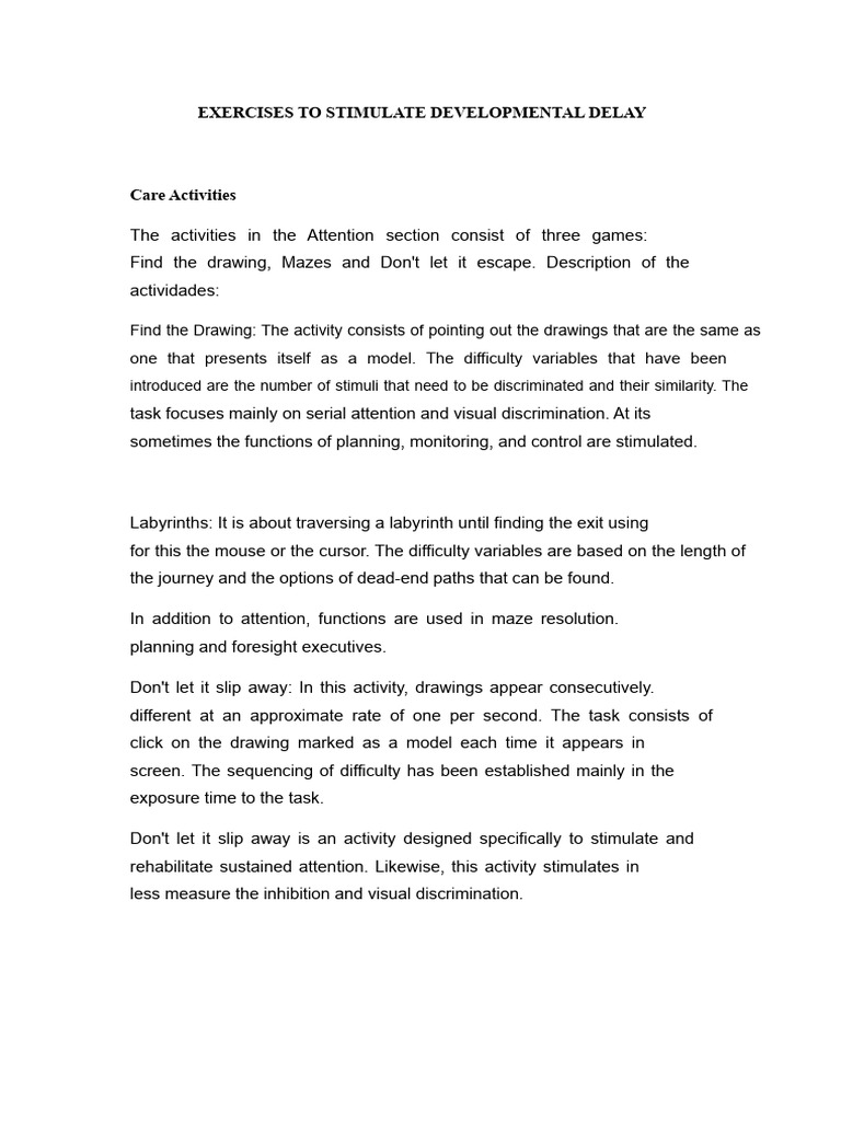 Activities for Developmental Delay Support | PDF | Attention | Semantics