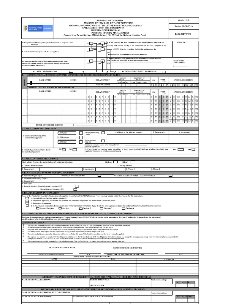GSV-F-09 Free Housing Form 2.0 | PDF | Government | Justice