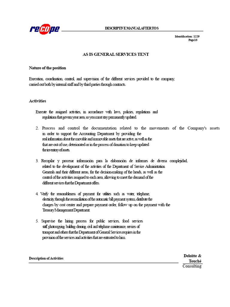 General Services Assistant | PDF | Archive | Business