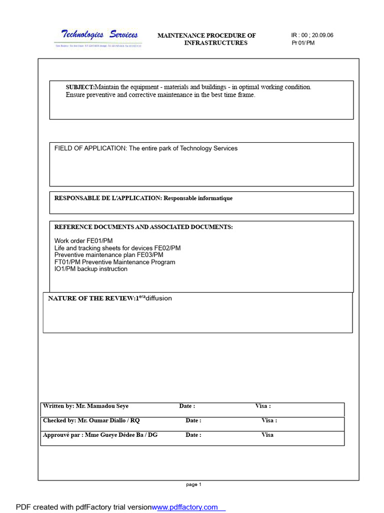 Infrastructure Maintenance Procedure Guide | PDF
