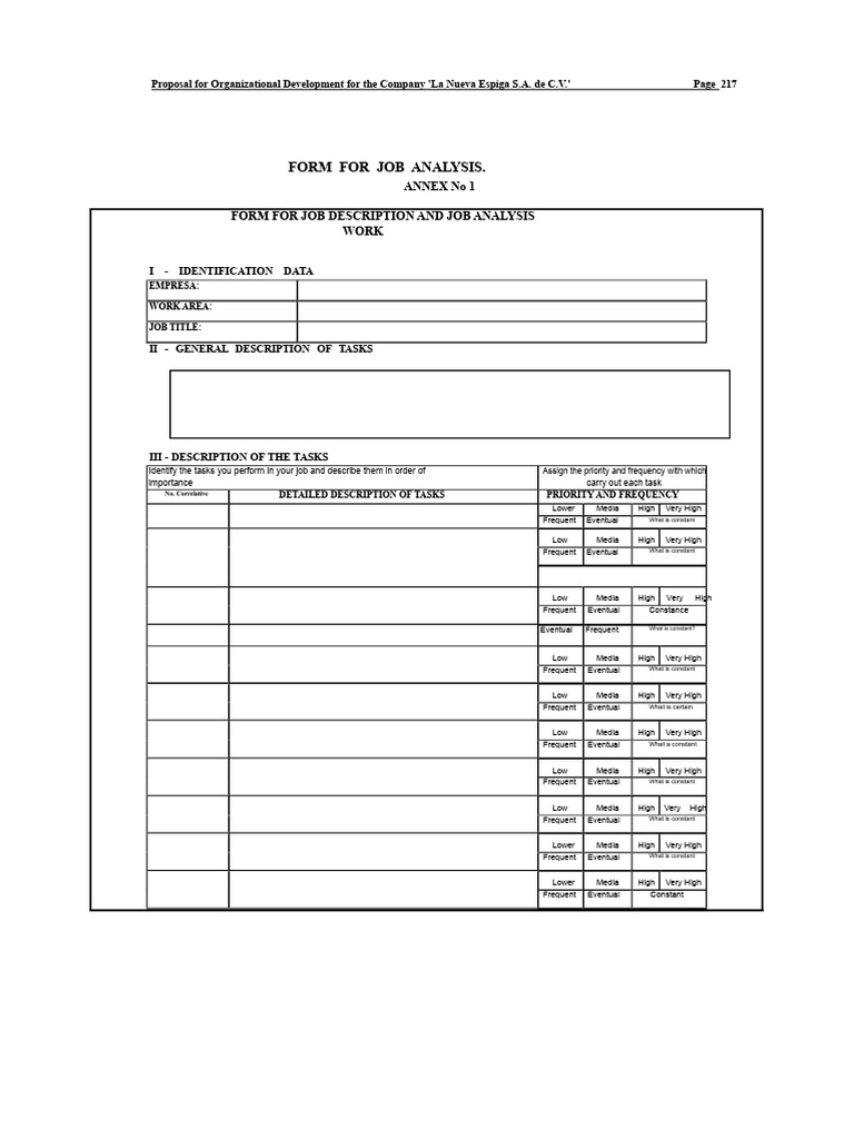 Format for Job Analysis and Description Word | PDF | Organization ...