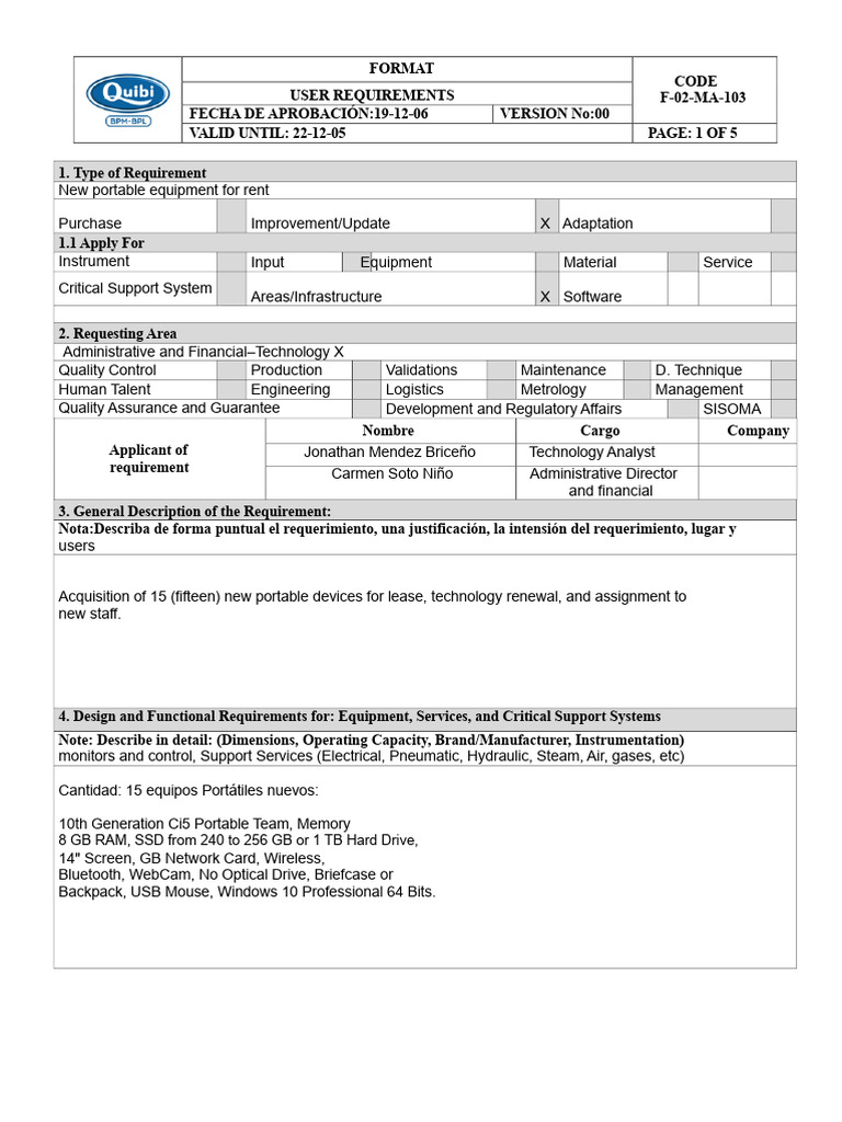 New Portable Equipment Acquisition Requirements | PDF | 64 Bit ...