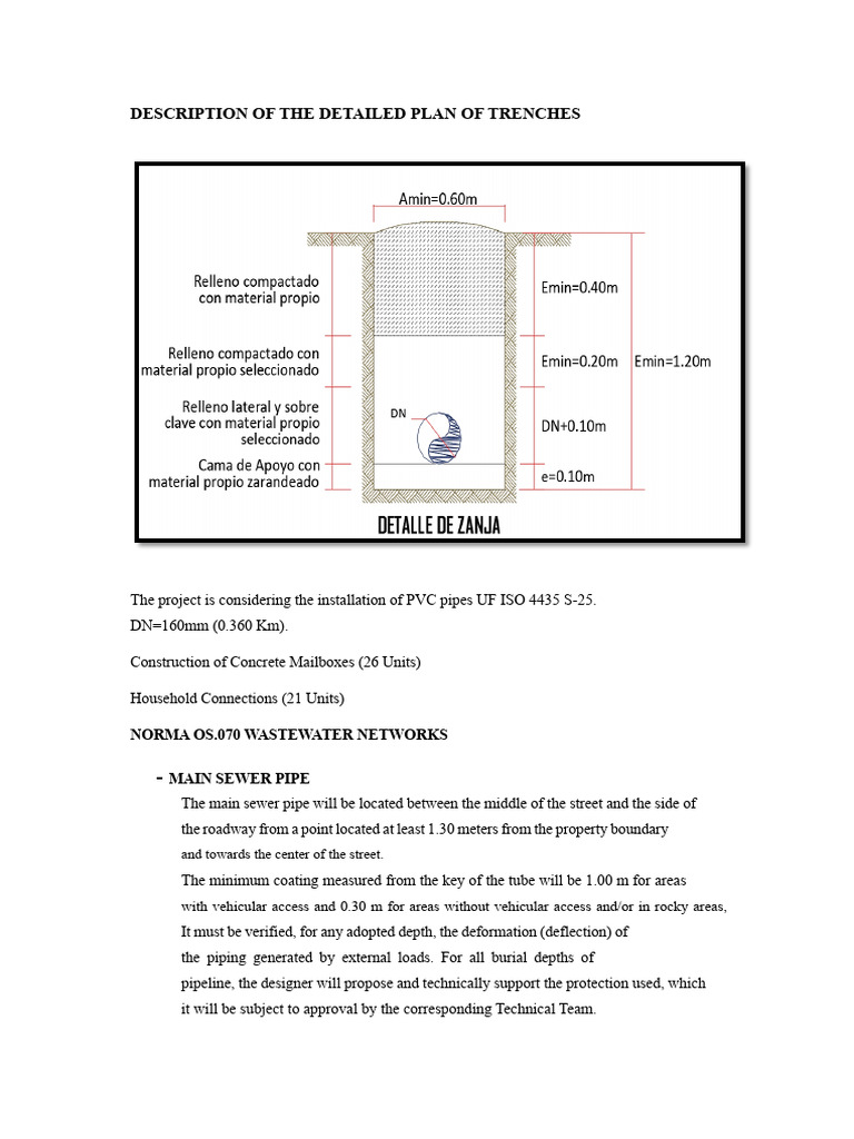 Trench Installation Plan for Sewer System | PDF | Sanitary Sewer | Pipe ...