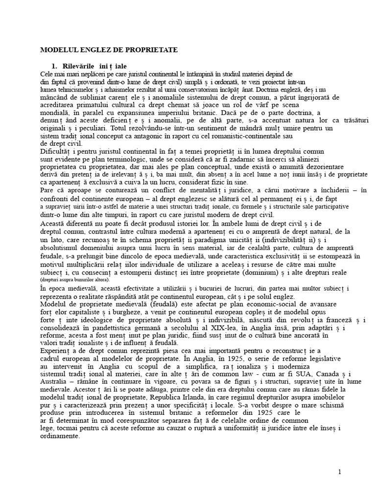 Modelul Englezesc de Proprietate | PDF