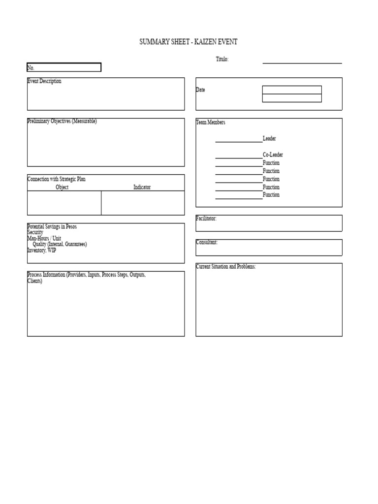 Kaizen Event Summary Sheet | PDF