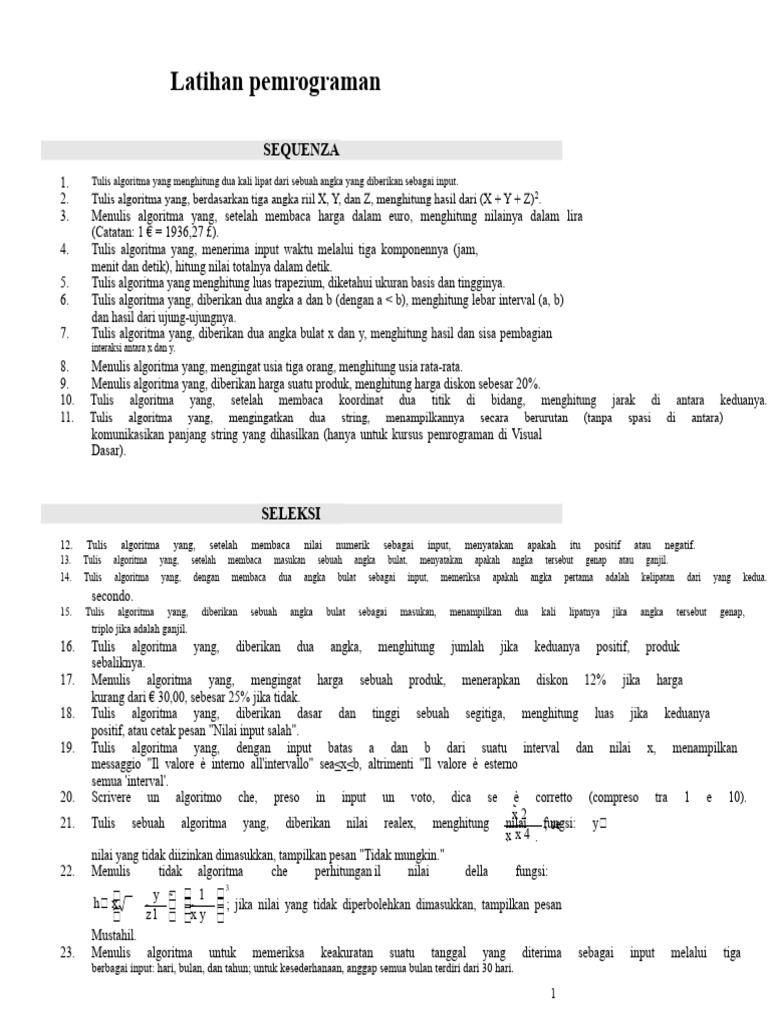 Algoritma Pemrograman Dasar dan Seleksi | PDF