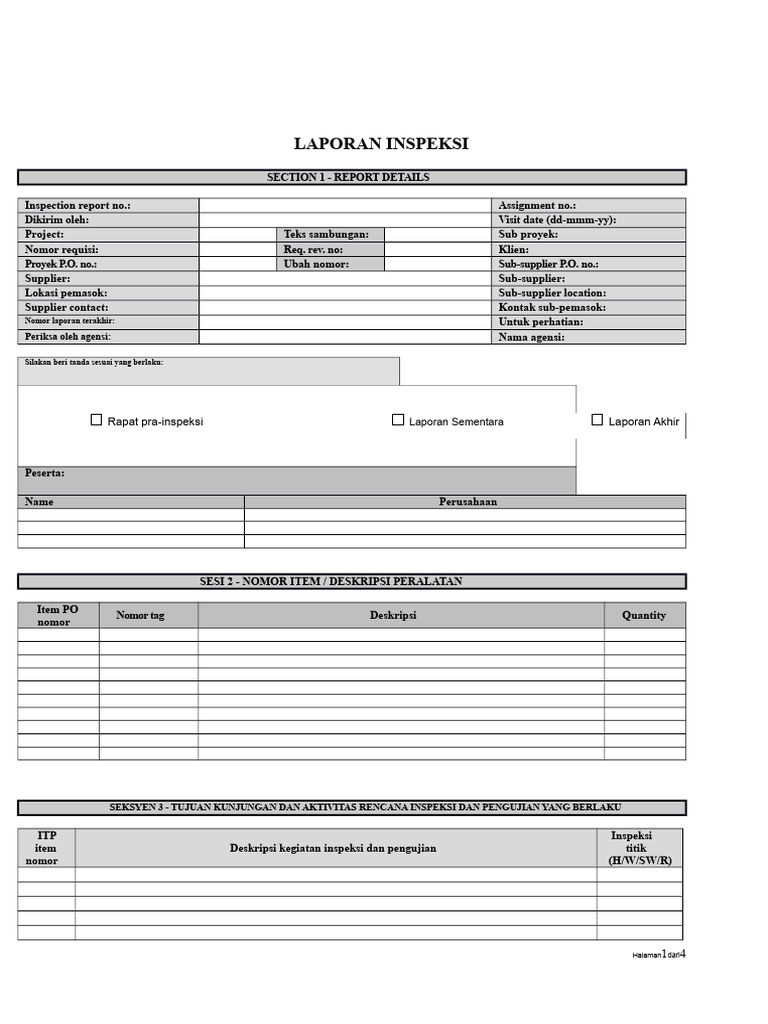 Laporan Inspeksi Proyek Terperinci | PDF
