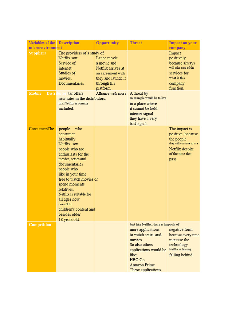Netflix Microenvironment Analysis | PDF | Netflix | Valuation (Finance)