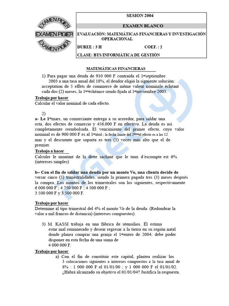 Matemáticas Financieras BT IG (IDA) | PDF | Deuda | Fertilizante