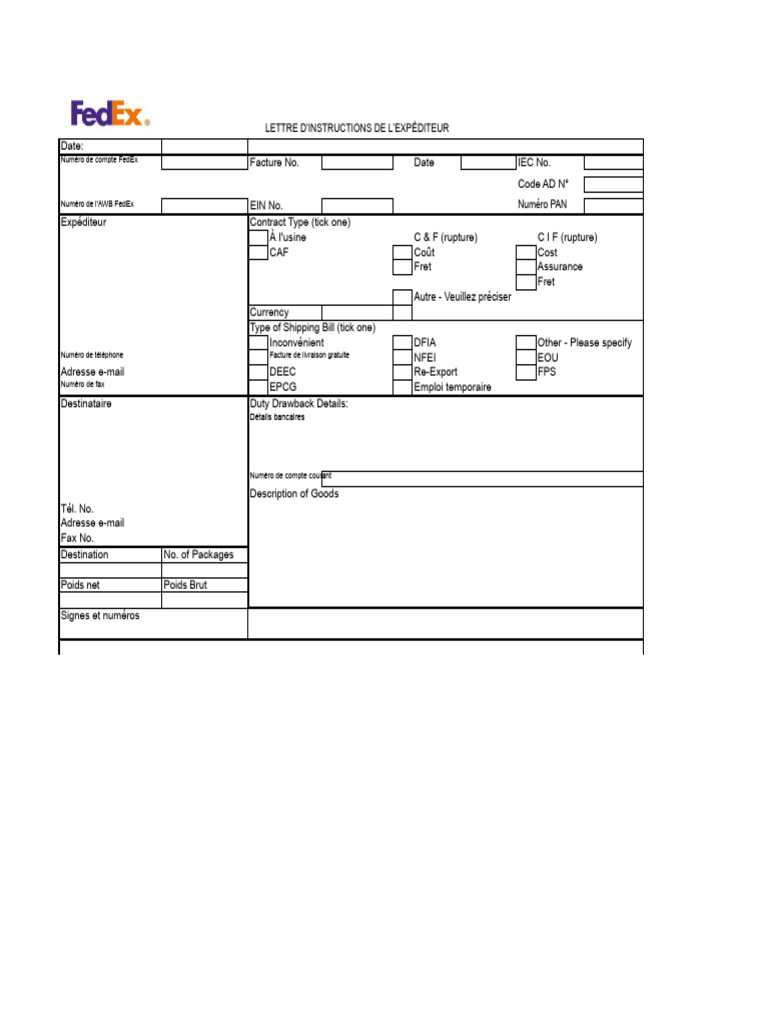 Instructions pour Document d'Expédition SLI | PDF