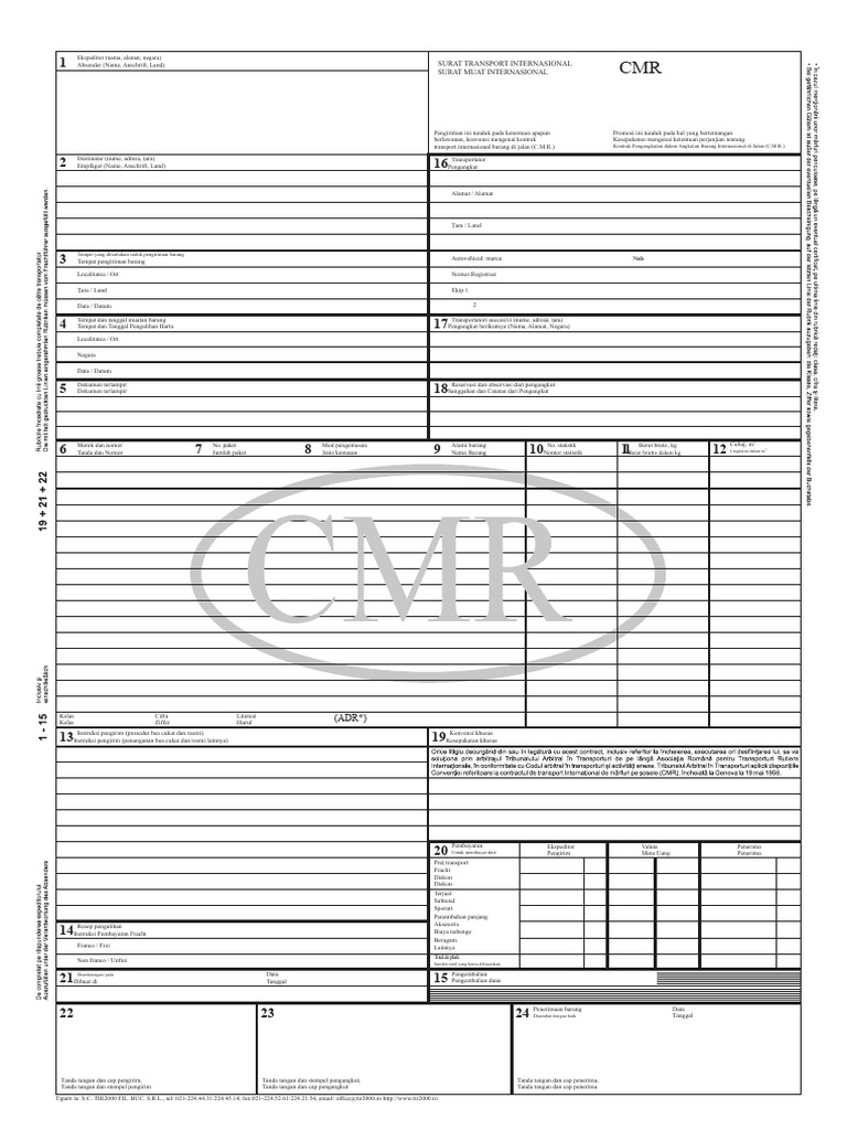 Surat Muat Internasional CMR | PDF