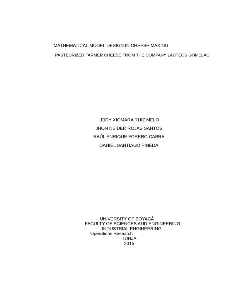 DESIGN OF A MATHEMATICAL MODEL FOR THE PRODUCTION OF PASTEURIZED RURAL ...