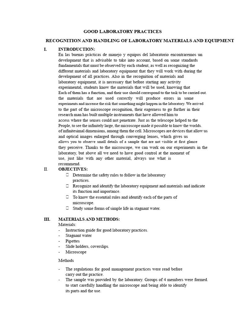 Good Laboratory Practices Guide | PDF | Microscopy | Microscope
