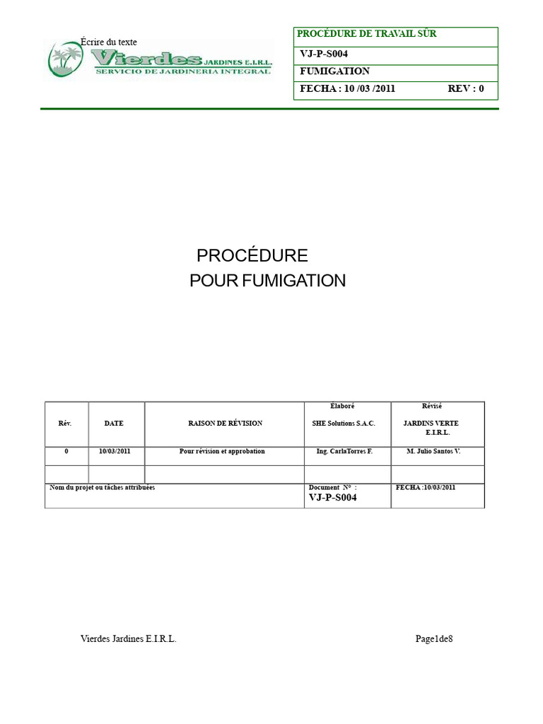 Procédure de Fumigation Sécurisée | PDF | Sécurité
