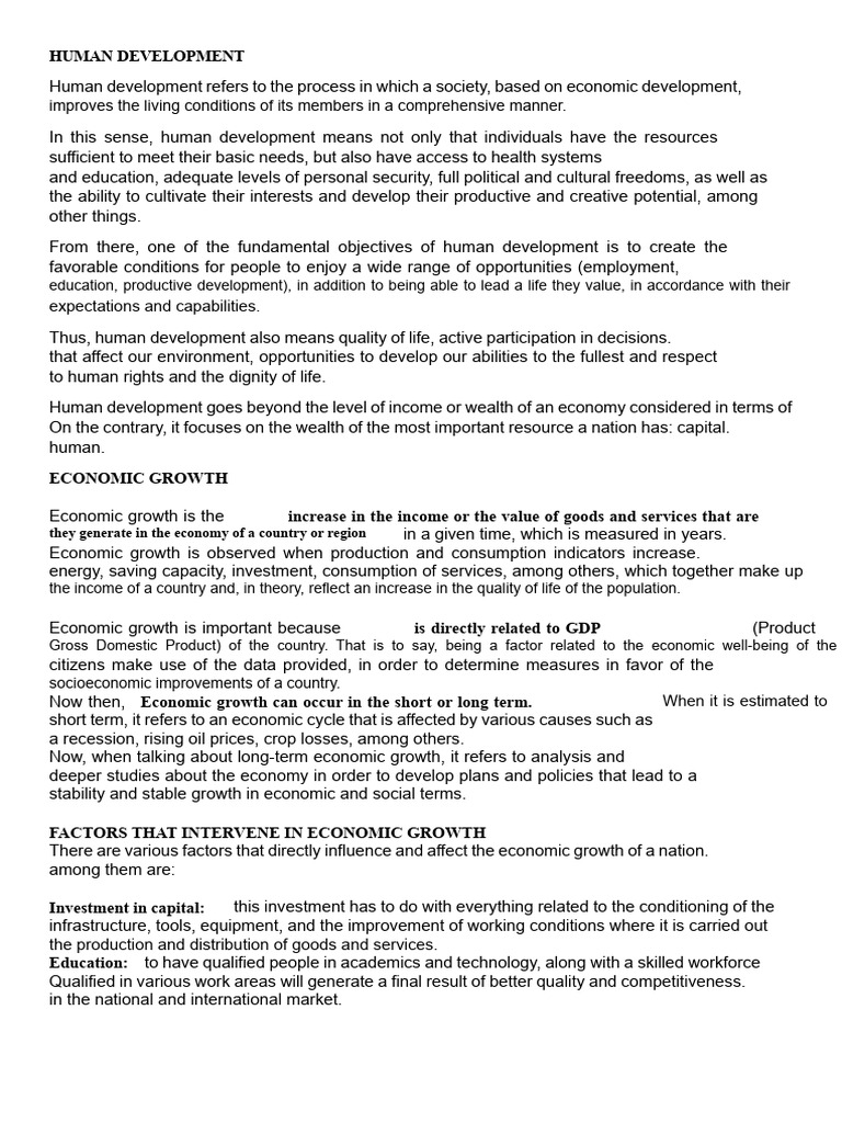 Understanding Human Development and Growth | PDF | Economic Growth | Goal