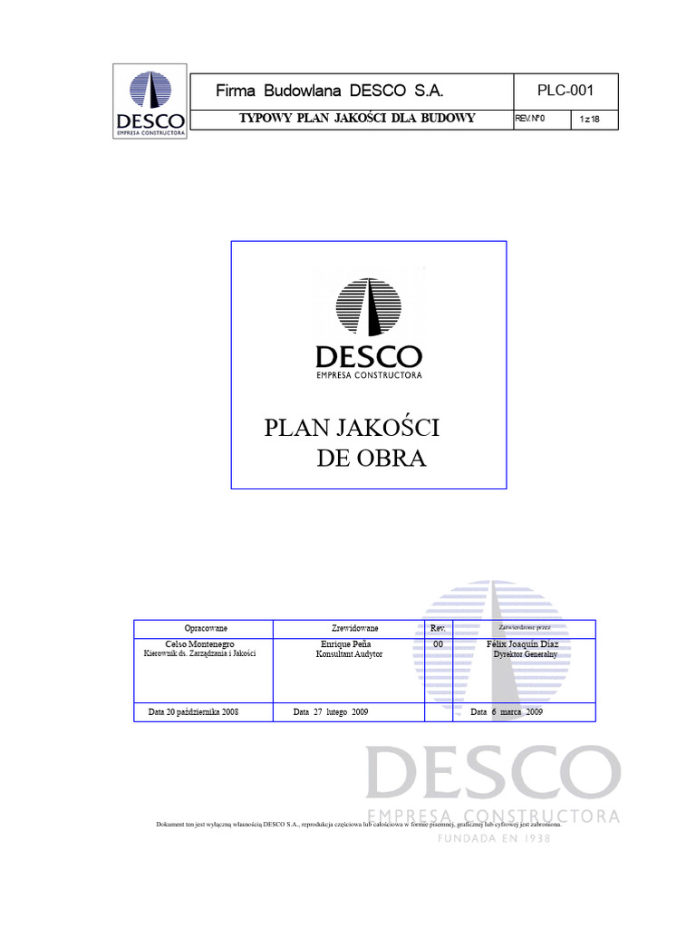 PLC - Plan Jakości-Prace-Desco | PDF