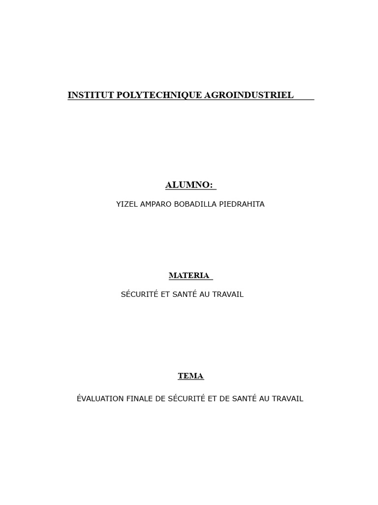 Évaluation de la Sécurité au Travail | PDF | Risque | Sécurité