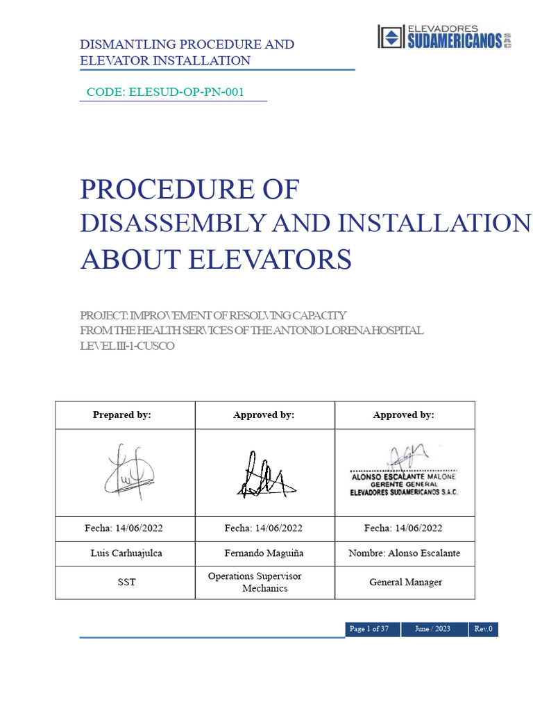 Elevator Dismantling and Installation Guide | PDF | Elevator | Personal ...