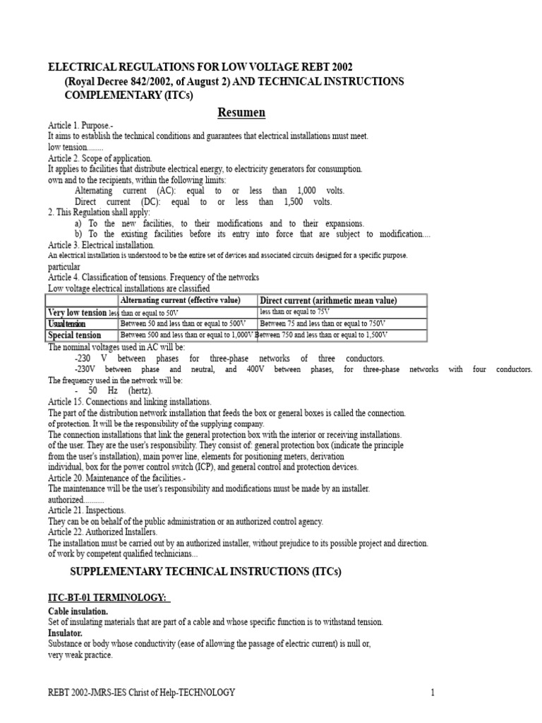 Low Voltage Electrical Regulations 2002 | PDF | Direct Current ...