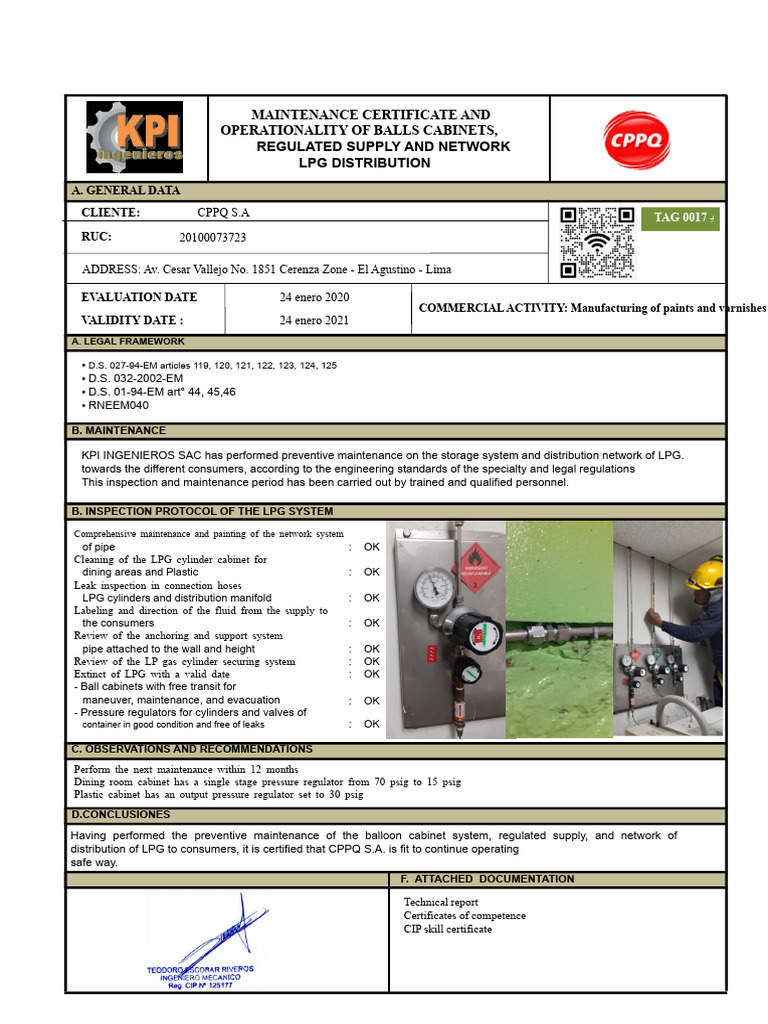 GLP Operational Certificate | PDF | Liquefied Petroleum Gas | Hydraulics
