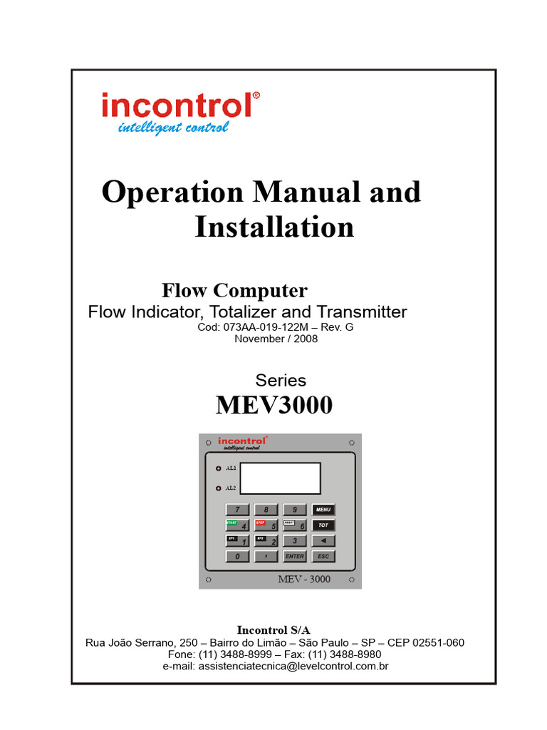 MEV3000 Flow Computer Installation Guide | PDF | Flow Measurement ...
