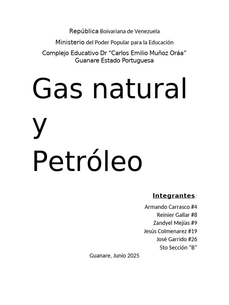 Gas Natural y Petróleo en Venezuela | PDF | Petróleo | Gas natural