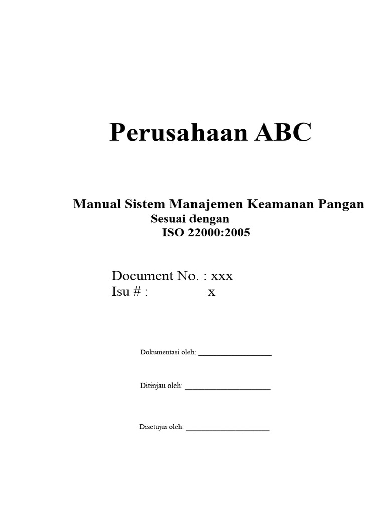 Manual FSMS Perusahaan ABC ISO 22000 | PDF