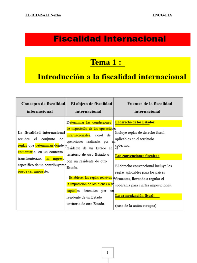 Resumen de Fiscalidad Internacional | PDF | Estado (política) | Impuestos