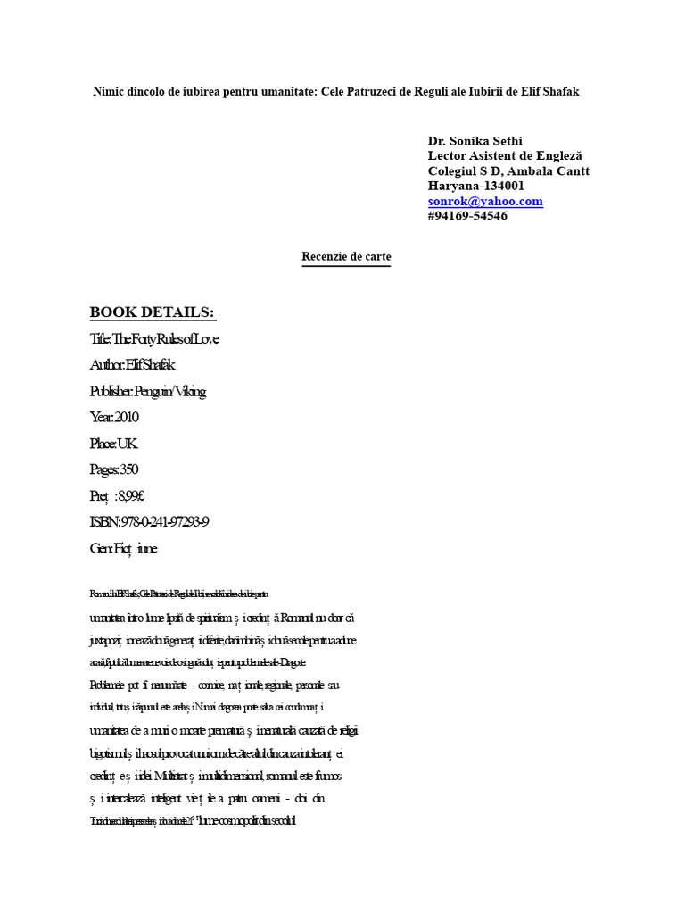40 Reguli Ale Iubirii | PDF
