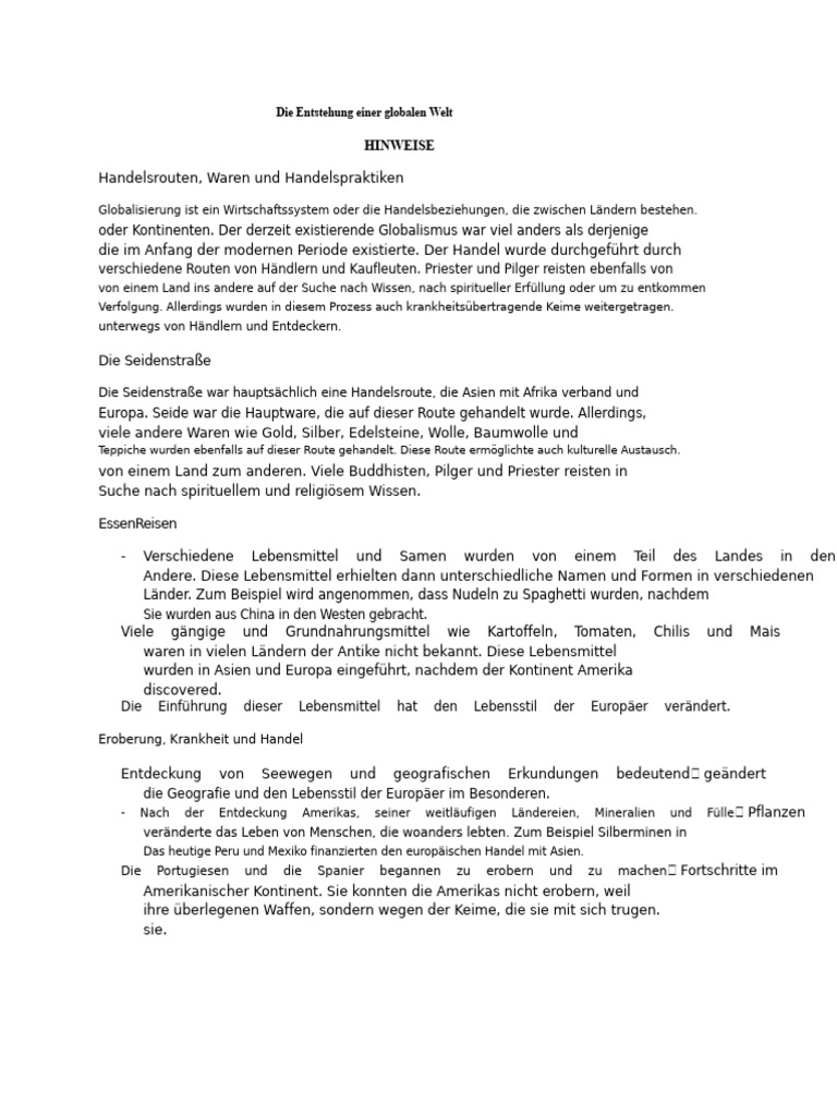 Die Entstehung Einer Globalen Welt 1 | PDF