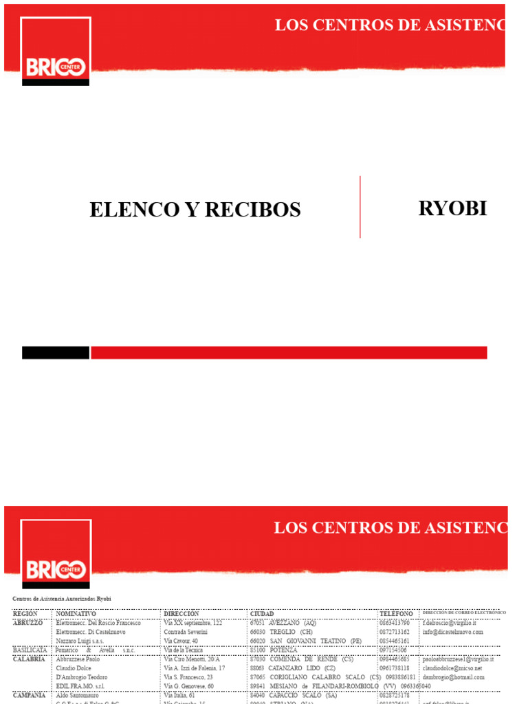 Centros de Asistencia Autorizados Ryobi | PDF