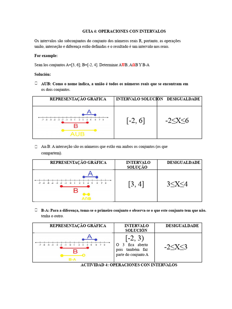 Operações com Intervalos Reais | PDF