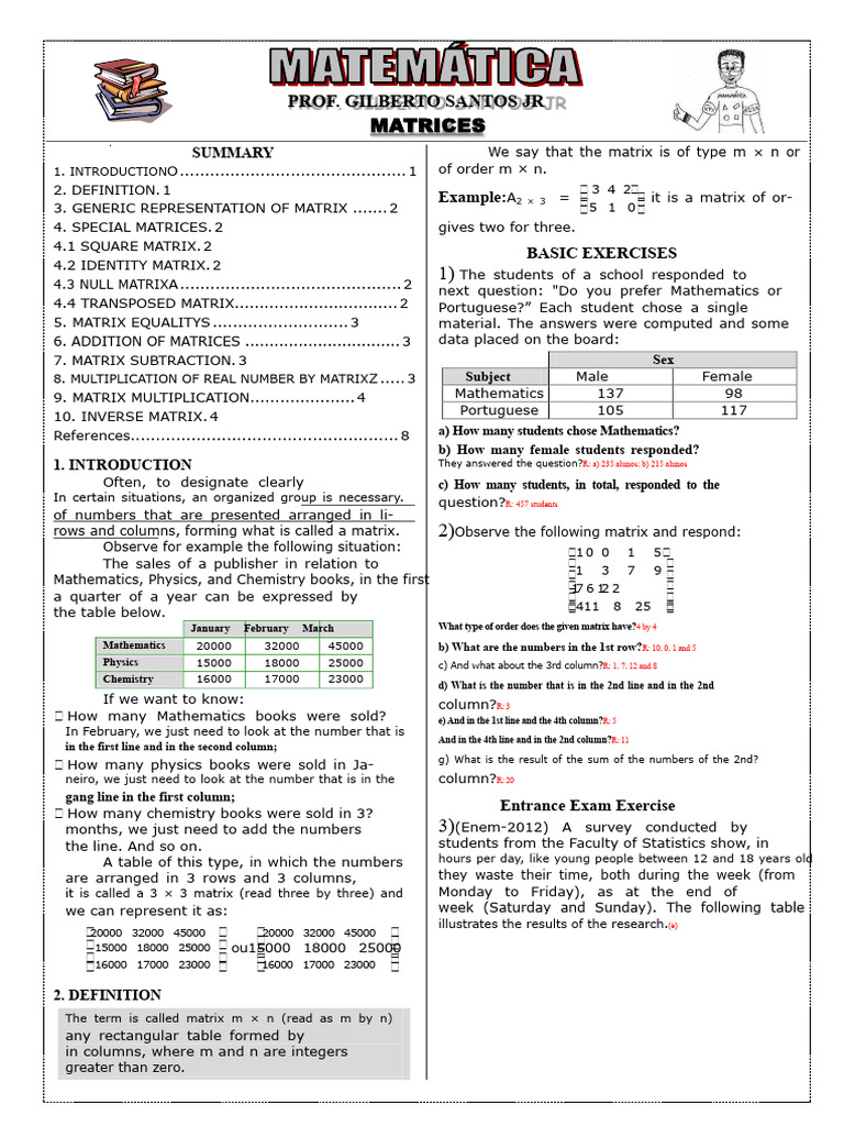 Understanding Matrix Types and Operations | PDF | Matrix (Mathematics ...