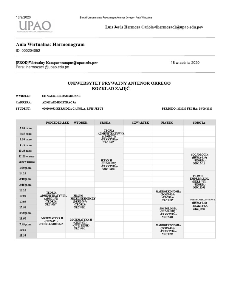 HARMONOGRAM | PDF