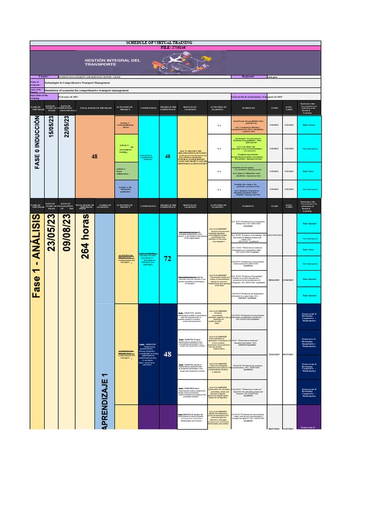 Virtual Training Schedule for Transport Management | PDF ...