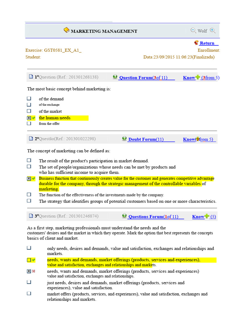 Marketing Management Concepts and Exercises | PDF | Marketing | Market ...