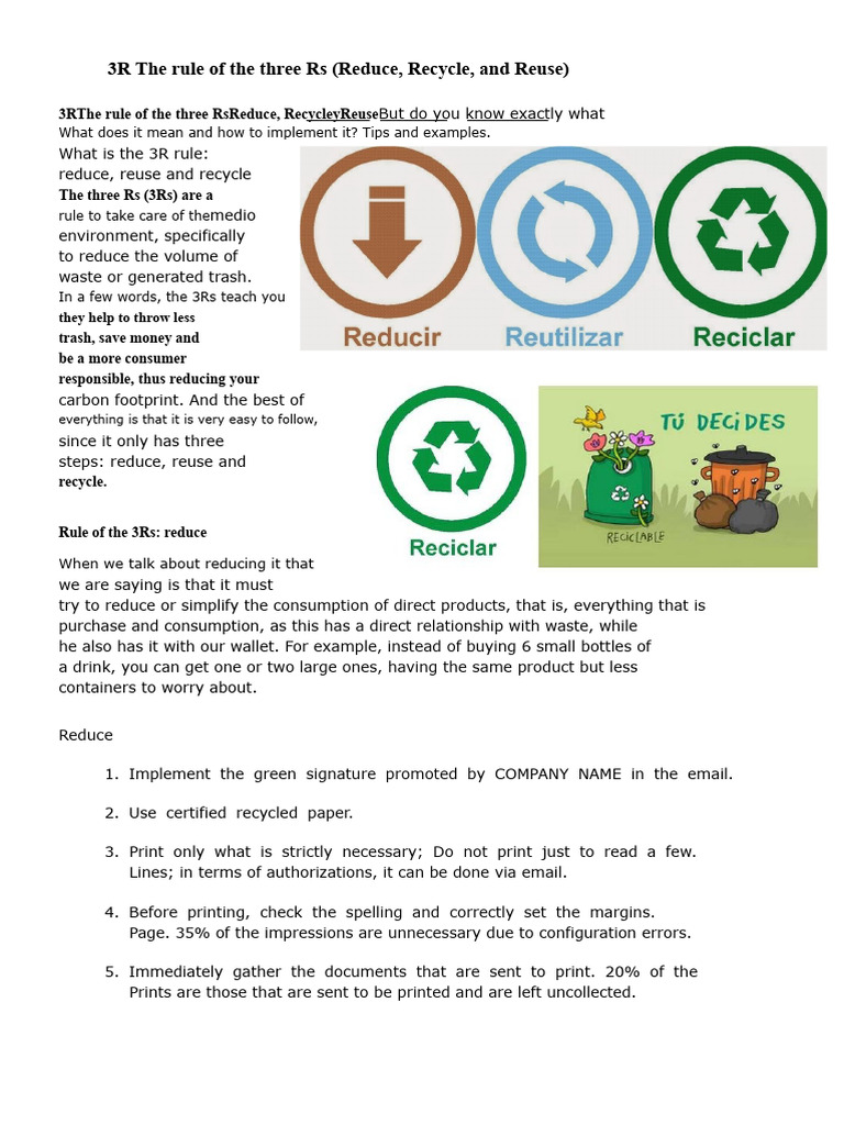 3R The Rule of Three Rs | PDF | Waste | Recycling