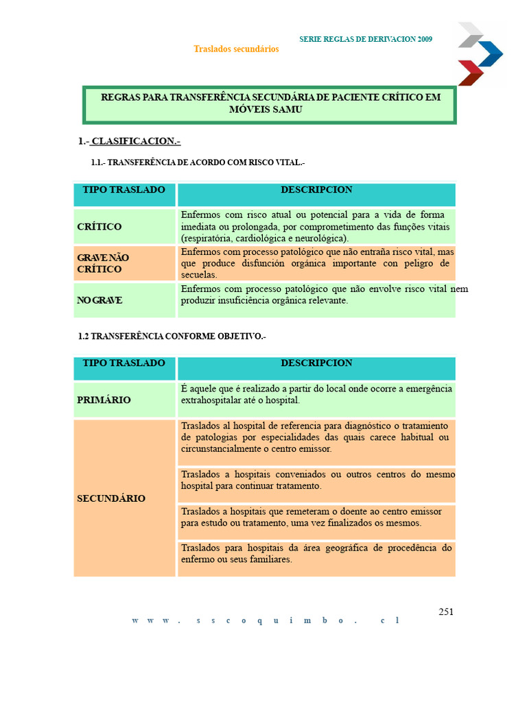 Regras para Transferência de Pacientes Críticos | PDF | Ambulância ...