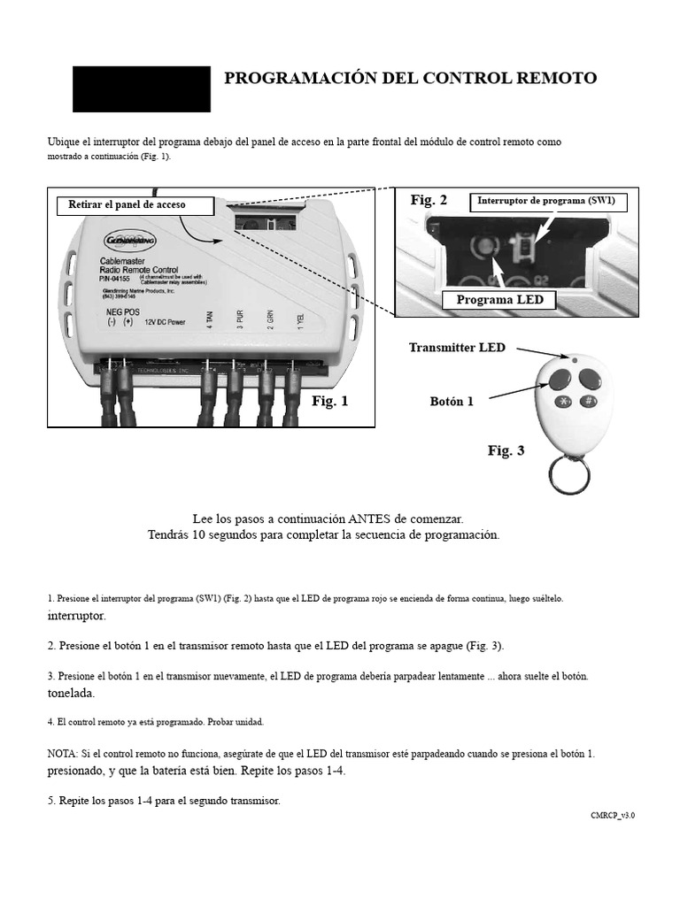 Guía de Programación Control Remoto | PDF | Relé | Control remoto